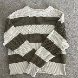 a new day Textured Striped Sweater - Cream and Green